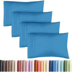 imageQueen Pillow Cases Set of 4  Ultra Soft Hotel Quality Pillowcase Covers  Comfy Cozy ampamp Wrinkle Free  Shrink Stain ampamp Fade Resistant  Machine Washable Pillow Protectors  4 Piece Set  Terracotta20  Denim Blue