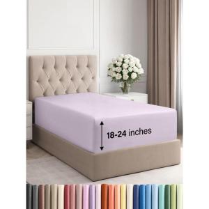 imageExtra Deep Split King Fitted Sheet  Hotel Luxury Single Fitted Sheet Only  Easily Fits 18 inch to 24 inch Mattress  Ultra Soft Wrinkle Free wExtra Deep Pockets  Breathable ampamp Comfy  Light Grey36  Light Lavender