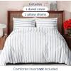 imageDuvet Cover Queen Size Set  Extra Soft Floral Duvet Cover 90 x 90 with 2 Pillow Shams  Comfy Breathable Floral Bedding Set  Hotel Luxury EasyCare ampamp Fade Free with Zipper Closures ampamp Ties  PlantsNavy Stripe No Comforter