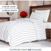 imageDuvet Cover Queen Size Set  Extra Soft Floral Duvet Cover 90 x 90 with 2 Pillow Shams  Comfy Breathable Floral Bedding Set  Hotel Luxury EasyCare ampamp Fade Free with Zipper Closures ampamp Ties  PlantsNavy Stripe No Comforter