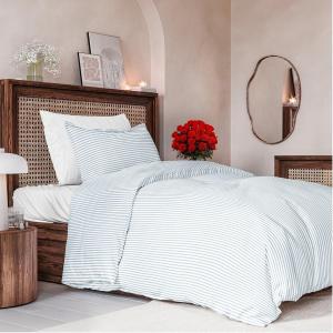 imageDuvet Cover Queen Size Set  Extra Soft Floral Duvet Cover 90 x 90 with 2 Pillow Shams  Comfy Breathable Floral Bedding Set  Hotel Luxury EasyCare ampamp Fade Free with Zipper Closures ampamp Ties  PlantsSky Stripe No Comforter