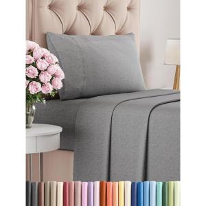 imageKing Size 4 Piece Sheet Set  Comfy Breathable ampamp Cooling Bed Sheets Set  Hotel Luxury Bedding for Women Men Kids Teens Boys ampamp Girls  Deep Pockets UltraSoft Wrinkle Free  OekoTex  Burgundy06  Heathered Grey