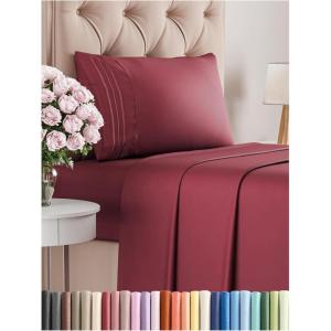 imageKing Size 4 Piece Sheet Set  Comfy Breathable ampamp Cooling Bed Sheets Set  Hotel Luxury Bedding for Women Men Kids Teens Boys ampamp Girls  Deep Pockets UltraSoft Wrinkle Free  OekoTex  Burgundy27  Burgundy