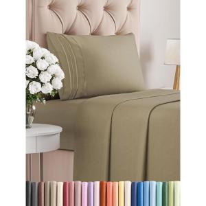 imageKing Size 4 Piece Sheet Set  Comfy Breathable ampamp Cooling Bed Sheets Set  Hotel Luxury Bedding for Women Men Kids Teens Boys ampamp Girls  Deep Pockets UltraSoft Wrinkle Free  OekoTex  Burgundy15  Khaki