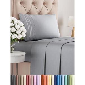 imageKing Size 4 Piece Sheet Set  Comfy Breathable ampamp Cooling Bed Sheets Set  Hotel Luxury Bedding for Women Men Kids Teens Boys ampamp Girls  Deep Pockets UltraSoft Wrinkle Free  OekoTex  Burgundy05  Steel Blue