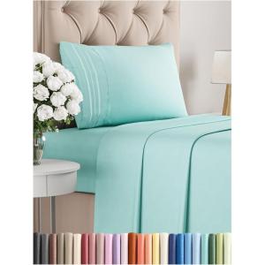 imageKing Size 4 Piece Sheet Set  Comfy Breathable ampamp Cooling Bed Sheets Set  Hotel Luxury Bedding for Women Men Kids Teens Boys ampamp Girls  Deep Pockets UltraSoft Wrinkle Free  OekoTex  Burgundy21  Spa Blue