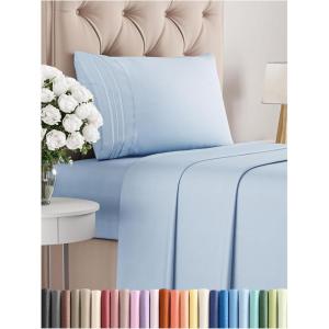 imageKing Size 4 Piece Sheet Set  Comfy Breathable ampamp Cooling Bed Sheets Set  Hotel Luxury Bedding for Women Men Kids Teens Boys ampamp Girls  Deep Pockets UltraSoft Wrinkle Free  OekoTex  Burgundy18  Sky Blue