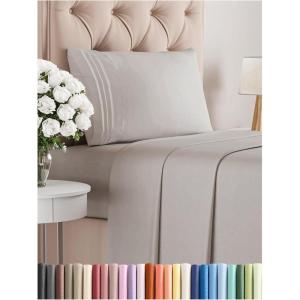 imageKing Size 4 Piece Sheet Set  Comfy Breathable ampamp Cooling Bed Sheets Set  Hotel Luxury Bedding for Women Men Kids Teens Boys ampamp Girls  Deep Pockets UltraSoft Wrinkle Free  OekoTex  Burgundy04  Light Grey