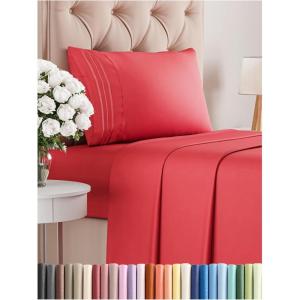 imageKing Size 4 Piece Sheet Set  Comfy Breathable ampamp Cooling Bed Sheets Set  Hotel Luxury Bedding for Women Men Kids Teens Boys ampamp Girls  Deep Pockets UltraSoft Wrinkle Free  OekoTex  Burgundy26  Red