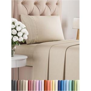 imageKing Size 4 Piece Sheet Set  Comfy Breathable ampamp Cooling Bed Sheets Set  Hotel Luxury Bedding for Women Men Kids Teens Boys ampamp Girls  Deep Pockets UltraSoft Wrinkle Free  OekoTex  Burgundy13  Wheat