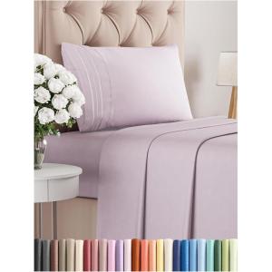 imageKing Size 4 Piece Sheet Set  Comfy Breathable ampamp Cooling Bed Sheets Set  Hotel Luxury Bedding for Women Men Kids Teens Boys ampamp Girls  Deep Pockets UltraSoft Wrinkle Free  OekoTex  Burgundy36  Light Lavender