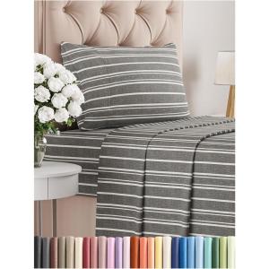 imageKing Size 4 Piece Sheet Set  Comfy Breathable ampamp Cooling Bed Sheets Set  Hotel Luxury Bedding for Women Men Kids Teens Boys ampamp Girls  Deep Pockets UltraSoft Wrinkle Free  OekoTex  Burgundy45  Grey Stripes 3