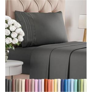 imageKing Size 4 Piece Sheet Set  Comfy Breathable ampamp Cooling Bed Sheets Set  Hotel Luxury Bedding for Women Men Kids Teens Boys ampamp Girls  Deep Pockets UltraSoft Wrinkle Free  OekoTex  Burgundy08  Charcoal