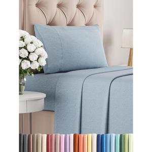 imageKing Size 4 Piece Sheet Set  Comfy Breathable ampamp Cooling Bed Sheets Set  Hotel Luxury Bedding for Women Men Kids Teens Boys ampamp Girls  Deep Pockets UltraSoft Wrinkle Free  OekoTex  Burgundy23  Heathered Blue