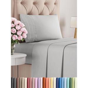 imageKing Size 4 Piece Sheet Set  Comfy Breathable ampamp Cooling Bed Sheets Set  Hotel Luxury Bedding for Women Men Kids Teens Boys ampamp Girls  Deep Pockets UltraSoft Wrinkle Free  OekoTex  Burgundy03  French Grey