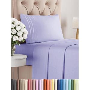 imageKing Size 4 Piece Sheet Set  Comfy Breathable ampamp Cooling Bed Sheets Set  Hotel Luxury Bedding for Women Men Kids Teens Boys ampamp Girls  Deep Pockets UltraSoft Wrinkle Free  OekoTex  Burgundy35  Lavender