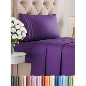 imageKing Size 4 Piece Sheet Set  Comfy Breathable ampamp Cooling Bed Sheets Set  Hotel Luxury Bedding for Women Men Kids Teens Boys ampamp Girls  Deep Pockets UltraSoft Wrinkle Free  OekoTex  Burgundy37  Purple