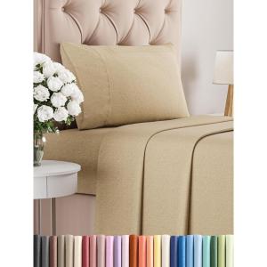 imageKing Size 4 Piece Sheet Set  Comfy Breathable ampamp Cooling Bed Sheets Set  Hotel Luxury Bedding for Women Men Kids Teens Boys ampamp Girls  Deep Pockets UltraSoft Wrinkle Free  OekoTex  Burgundy11  Heathered Tan