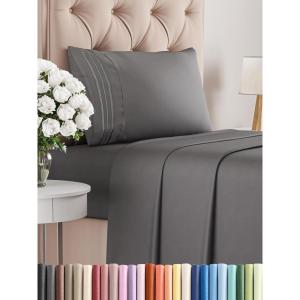 imageKing Size 4 Piece Sheet Set  Comfy Breathable ampamp Cooling Bed Sheets Set  Hotel Luxury Bedding for Women Men Kids Teens Boys ampamp Girls  Deep Pockets UltraSoft Wrinkle Free  OekoTex  Burgundy07  Dark Grey