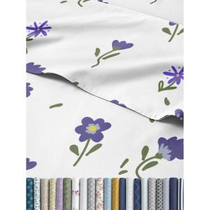 imageRainbow Striped Sheet Set  Colorful Striped Bed Set  1 Flat ampamp 1 Fitted Sheet ampamp 2 Pillowcases w Deep Pockets  Wrinkle ampamp Fade Resistant  Soft Breathable ampamp Cooling  Rainbow Bedding  Cal King Size14  Dainty Purple