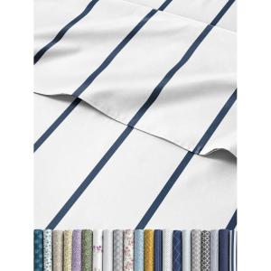 imageStriped Sheets  Blue ampamp White Striped Sheets  1 Flat ampamp 1 Fitted ampamp 2 Pillowcases w Deep Pockets  Wrinkle ampamp Fade Free  UltraSoft Breathable ampamp Cooling  Luxury Pinstripe Bedding  Cal King Size Set05  Navy Stripe