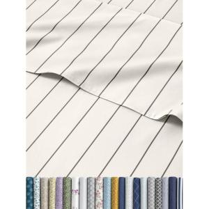 imageStriped Sheets  Blue ampamp White Striped Sheets  1 Flat ampamp 1 Fitted ampamp 2 Pillowcases w Deep Pockets  Wrinkle ampamp Fade Free  UltraSoft Breathable ampamp Cooling  Luxury Pinstripe Bedding  Cal King Size Set08  Cream Stripe