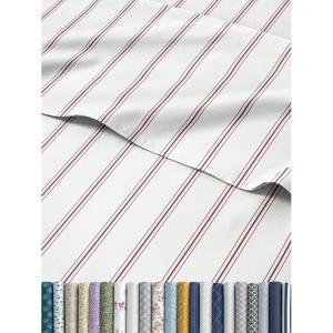 imageStriped Sheets  Blue ampamp White Striped Sheets  1 Flat ampamp 1 Fitted ampamp 2 Pillowcases w Deep Pockets  Wrinkle ampamp Fade Free  UltraSoft Breathable ampamp Cooling  Luxury Pinstripe Bedding  Cal King Size Set10  Double Red