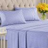 imageStriped Sheets  Grey Striped Sheets  1 Flat amp 1 Fitted amp 2 Pillowcases w Deep Pockets  Comfy Wrinkle amp Fade Free  UltraSoft Breathable amp Cooling  Luxury Pinstripe Bedding  Queen Size Bed Set51  Blue Gingham