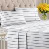 imageStriped Sheets  Grey Striped Sheets  1 Flat amp 1 Fitted amp 2 Pillowcases w Deep Pockets  Comfy Wrinkle amp Fade Free  UltraSoft Breathable amp Cooling  Luxury Pinstripe Bedding  Queen Size Bed Set34  Navy Stripe