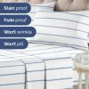 imageStriped Sheets  Grey Striped Sheets  1 Flat amp 1 Fitted amp 2 Pillowcases w Deep Pockets  Comfy Wrinkle amp Fade Free  UltraSoft Breathable amp Cooling  Luxury Pinstripe Bedding  Queen Size Bed Set32  Blue Stripe