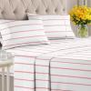 imageStriped Sheets  Grey Striped Sheets  1 Flat amp 1 Fitted amp 2 Pillowcases w Deep Pockets  Comfy Wrinkle amp Fade Free  UltraSoft Breathable amp Cooling  Luxury Pinstripe Bedding  Queen Size Bed Set40  Red Stripe