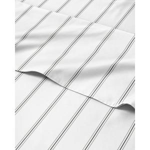 imageStriped Sheets  Grey Striped Sheets  1 Flat amp 1 Fitted amp 2 Pillowcases w Deep Pockets  Comfy Wrinkle amp Fade Free  UltraSoft Breathable amp Cooling  Luxury Pinstripe Bedding  Queen Size Bed Set64  Double Black
