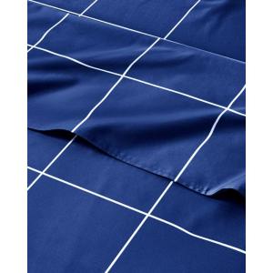 imageStriped Sheets  Grey Striped Sheets  1 Flat amp 1 Fitted amp 2 Pillowcases w Deep Pockets  Comfy Wrinkle amp Fade Free  UltraSoft Breathable amp Cooling  Luxury Pinstripe Bedding  Queen Size Bed Set48  Blue Grid