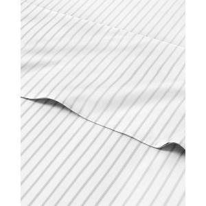 imageStriped Sheets  Grey Striped Sheets  1 Flat amp 1 Fitted amp 2 Pillowcases w Deep Pockets  Comfy Wrinkle amp Fade Free  UltraSoft Breathable amp Cooling  Luxury Pinstripe Bedding  Queen Size Bed Set60  Misty Stripes