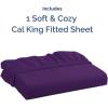 imageCal King Fitted Bed Sheet  Bottom Single Fitted Sheet Only  Soft Hotel Luxury Bedding w 816 Inch Deep Pockets  Breathable Cooling amp Wrinkle Free  EasyCare Fade and Shrink Resistant  Purple