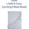 imageCal King Fitted Bed Sheet  Bottom Single Fitted Sheet Only  Soft Hotel Luxury Bedding w 816 Inch Deep Pockets  Breathable amp Wrinkle Free  EasyCare Fade and Shrink Resistant  Blue Stripes 2