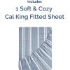 imageCal King Fitted Bed Sheet  Bottom Single Fitted Sheet Only  Soft Hotel Luxury Bedding w 816 Inch Deep Pockets  Breathable amp Wrinkle Free  EasyCare Fade and Shrink Resistant  Blue Stripes 3