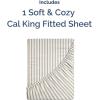 imageCal King Fitted Bed Sheet  Bottom Single Fitted Sheet Only  Soft Hotel Luxury Bedding w 816 Inch Deep Pockets  Breathable amp Wrinkle Free  EasyCare Fade and Shrink Resistant  Beige Stripes 2