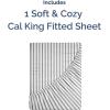imageCal King Fitted Bed Sheet  Bottom Single Fitted Sheet Only  Soft Hotel Luxury Bedding w 816 Inch Deep Pockets  Breathable amp Wrinkle Free  EasyCare Fade and Shrink Resistant  Grey Stripes 2