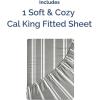 imageCal King Fitted Bed Sheet  Bottom Single Fitted Sheet Only  Soft Hotel Luxury Bedding w 816 Inch Deep Pockets  Breathable amp Wrinkle Free  EasyCare Fade and Shrink Resistant  Grey Stripes 3