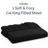 imageCal King Fitted Bed Sheet  Bottom Single Fitted Sheet Only  UltraSoft Hotel Luxury Bedding w 816 Inch Deep Pockets  Breathable Cooling amp Wrinkle Free  EasyFit Fade amp Shrink Resistant  Black
