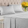 imageGrey Geometric Bed Sheets  1 Flat amp 1 Fitted Sheet amp 2 Pillowcases w Deep Pockets  Wrinkle amp Fade Free UltraSoft Breathable and Cooling  Luxury Moroccan Bed Set  Queen Size  Gray Quatrefoil46  Railroad Stripe