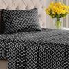 imageGrey Geometric Bed Sheets  1 Flat amp 1 Fitted Sheet amp 2 Pillowcases w Deep Pockets  Wrinkle amp Fade Free UltraSoft Breathable and Cooling  Luxury Moroccan Bed Set  Queen Size  Gray Quatrefoil56  Black Quatrefoil