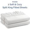 imageSplit King Fitted Bed Sheet  Bottom Single Fitted Sheet Only  Soft Hotel Luxury Bedding w 816 Inch Deep Pockets  Breathable Cooling amp Wrinkle Free  EasyCare Fade and Shrink Resistant  White