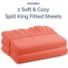 imageSplit King Fitted Bed Sheet  Bottom Single Fitted Sheet Only  Soft Hotel Luxury Bedding w 816 Inch Deep Pockets  Breathable Cooling amp Wrinkle Free  EasyCare Fade and Shrink Resistant  Coral