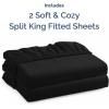 imageSplit King Fitted Bed Sheet  Bottom Single Fitted Sheet Only  Soft Hotel Luxury Bedding w 816 Inch Deep Pockets  Breathable Cooling amp Wrinkle Free  EasyCare Fade and Shrink Resistant  Black