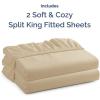 imageSplit King Fitted Bed Sheet  Bottom Single Fitted Sheet Only  Soft Hotel Luxury Bedding w 816 Inch Deep Pockets  Breathable Cooling amp Wrinkle Free  EasyCare Fade and Shrink Resistant  Cream