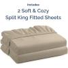 imageSplit King Fitted Bed Sheet  Bottom Single Fitted Sheet Only  Soft Hotel Luxury Bedding w 816 Inch Deep Pockets  Breathable amp Wrinkle Free  EasyCare Fade amp Shrink Resistant  Heathered Beige