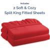 imageSplit King Fitted Bed Sheet  Bottom Single Fitted Sheet Only  UltraSoft Hotel Luxury Bedding w 816 Inch Deep Pockets  Breathable Cooling amp Wrinkle Free  EasyFit Fade amp Shrink Resistant  Red
