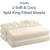 imageSplit King Fitted Bed Sheet  Bottom Single Fitted Sheet Only  UltraSoft Hotel Luxury Bedding w 816 Inch Deep Pockets  Breathable amp Wrinkle Free  EasyCare Fade amp Shrink Resistant  Off White